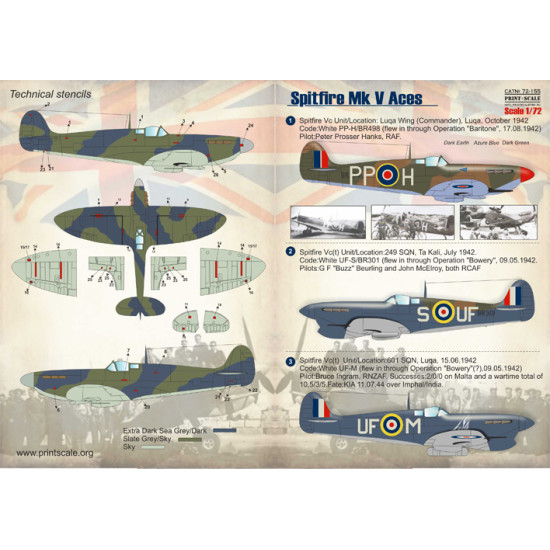 Spitfire Mk V Aces 72-155 Scale 1/72