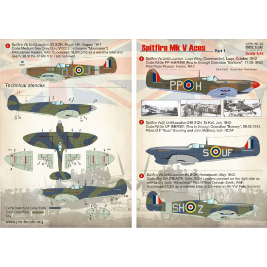 Spitfire MkV Aces Part-1 48-122 Scale 1/48