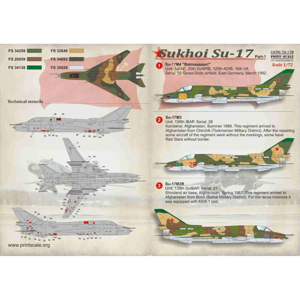 Sukhoi Su-17 / 72-178 / 1/72 Scale Model Kit | Various Units and ...