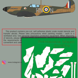 Supermarin Spitfire Mk.1 mask + decals PSM72002 Scale 1/72