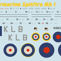 Supermarin Spitfire Mk.1 mask + decals PSM72003 Scale 1/72