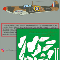 Supermarin Spitfire Mk.1 mask + decals PSM72007 Scale 1/72
