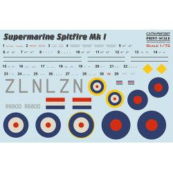 Supermarin Spitfire Mk.1 mask + decals PSM72007 Scale 1/72