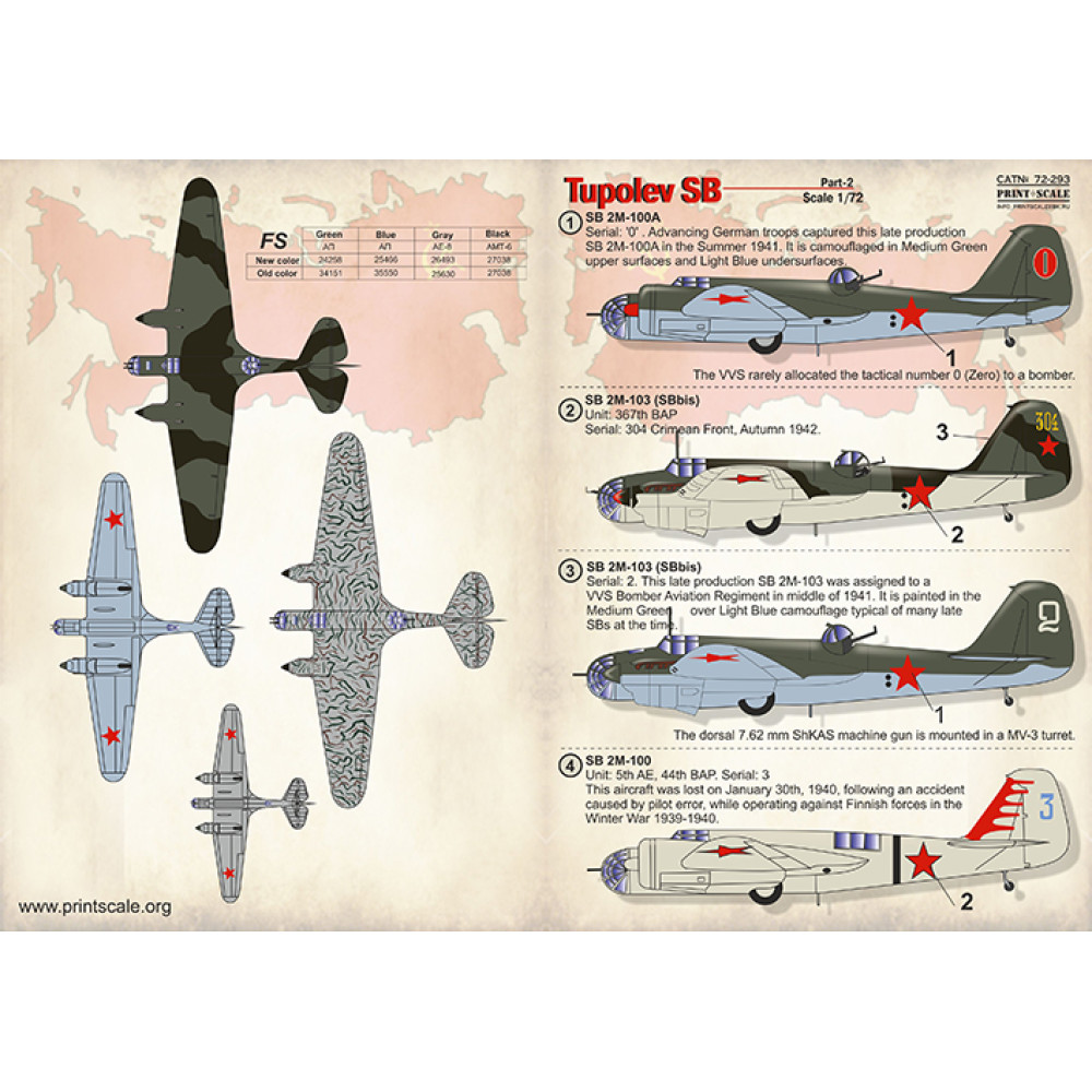 Tupolev SB Part-2 / 72-293 / and 1 - Historical Aircraft Models, Scale ...