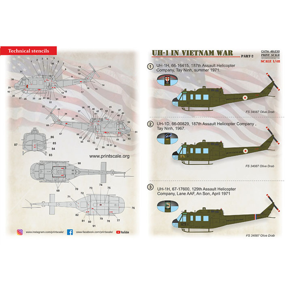 UH-1 Huey in Vietnam War Part 2 - 48-230 | 187th & 129th Assault ...