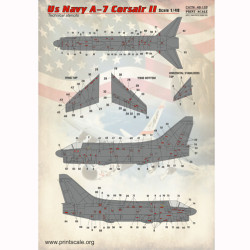 US Navy A-7 Corsair ll Techical stencils 48-128 Scale 1/48