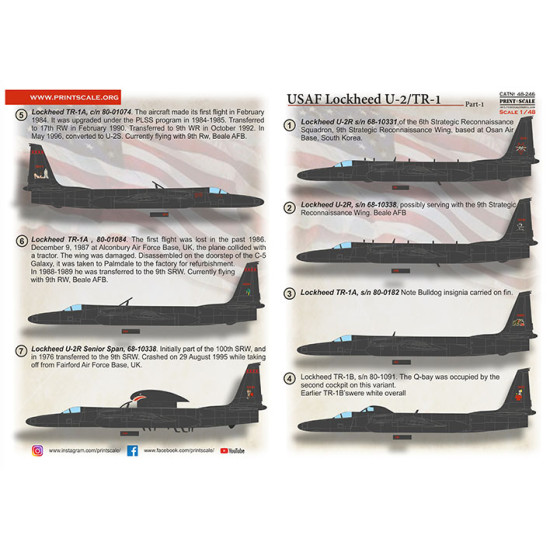 USAF Lockheed U2/TR-1 Part 1 48-246 Scale 1/48