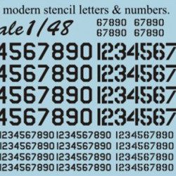 USAF modern stencil letters & numbers. Black 48-005 Scale 1/48