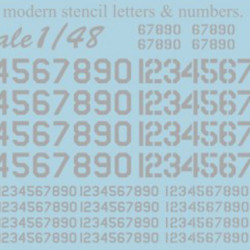 USAF modern stencil letters & numbers. Grey 48-004 Scale 1/48