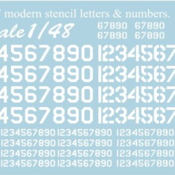 USAF modern stencil letters & numbers. White 48-003 Scale 1/48