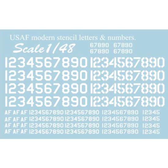 USAF modern stencil letters & numbers. White 48-003 Scale 1/48