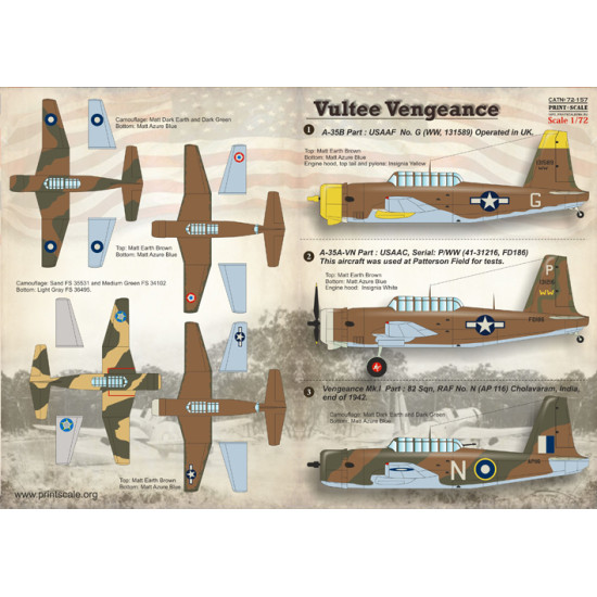 Vultee Vengeance 72-157 Scale 1/72
