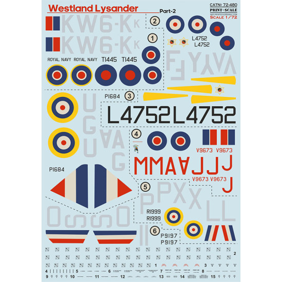 Westland Lysander Part 2 72-480 Scale 1/72