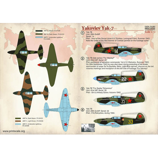 Yakovlev Yak-7 72-363 Scale 1/72